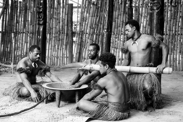 Vanuatu village chief preparing kava